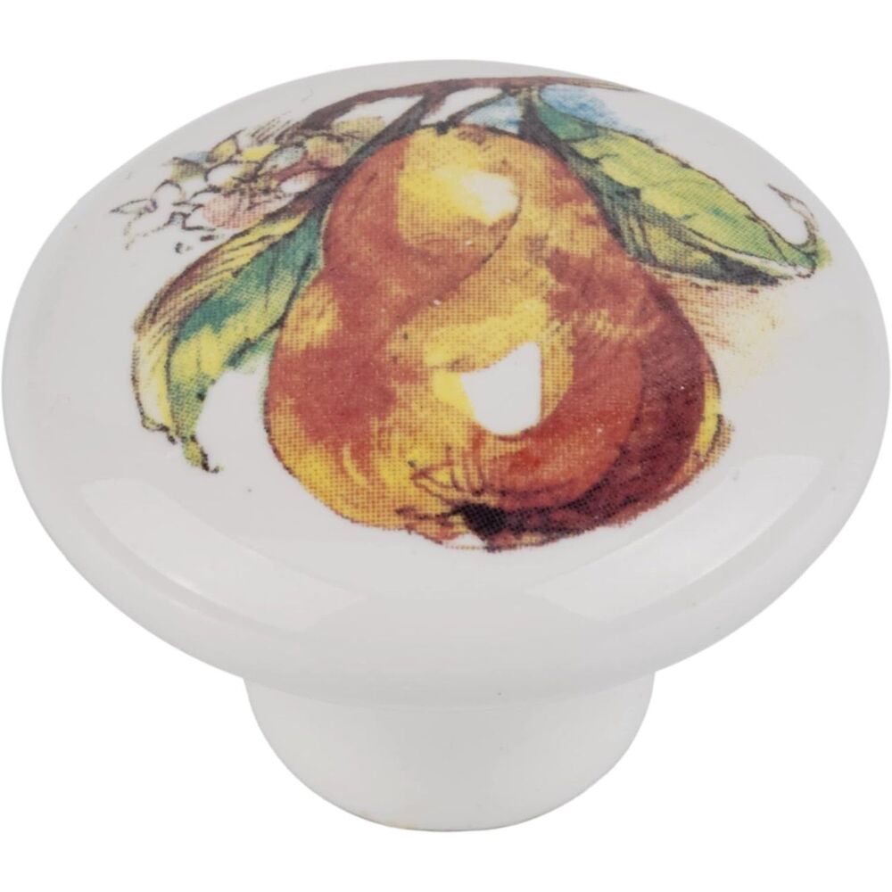 Set of 8 Pear Pattern Drawer Knobs Hardware Vintage Style Ceramic Dresser Pulls